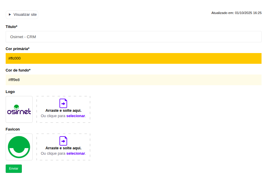 Menu Configuração Externo