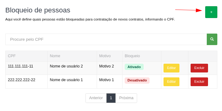 Imagem demonstrando o botão +