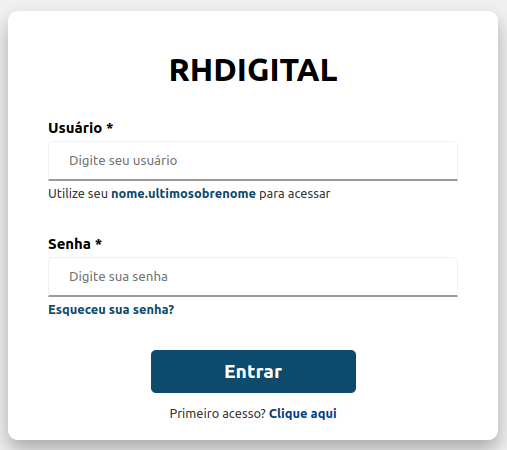Tela de Login RH Digital