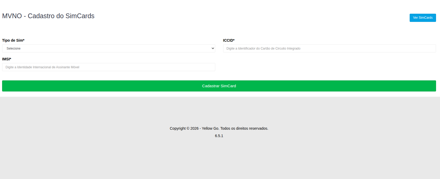 Cadastro SIM
