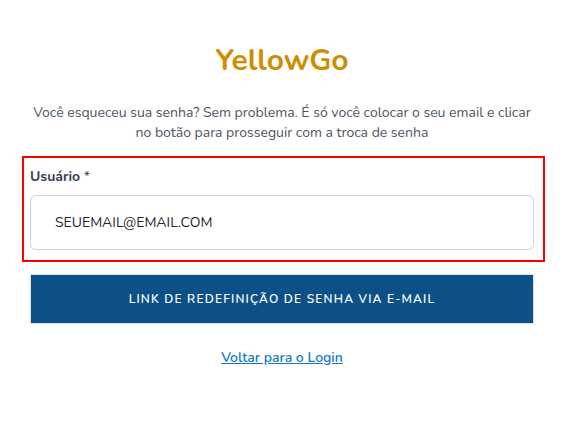 Tela de Login YellowGo