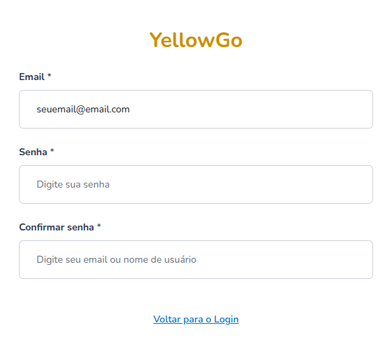 Tela de Login YellowGo